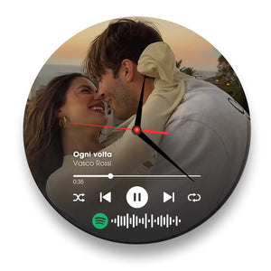 Orologio in Vetro Personalizzato Spotify con numeri