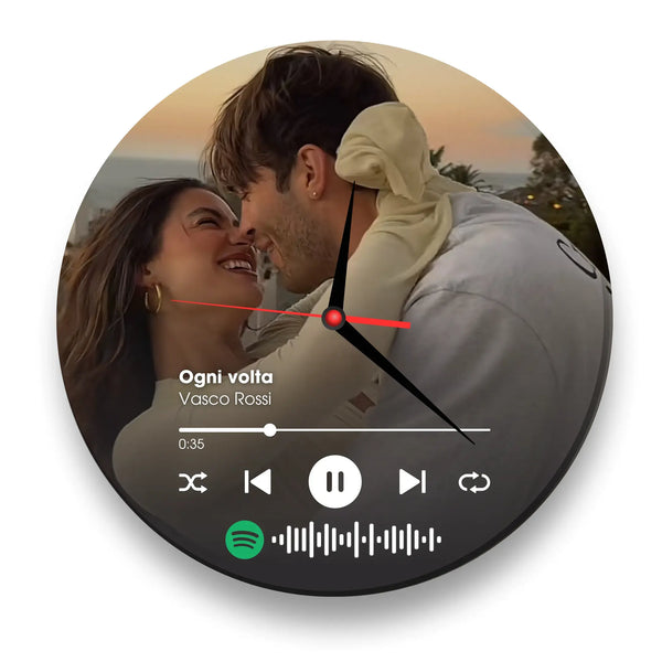 Orologio in Vetro Personalizzato Spotify con numeri