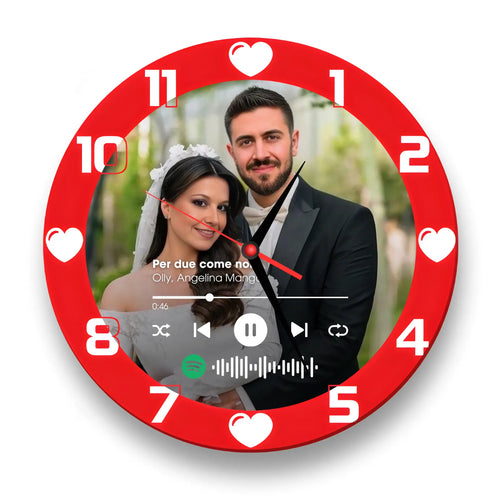 Orologio in Vetro Personalizzato Spotify con numeri