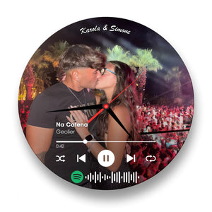 Orologio in Vetro Personalizzato Spotify con numeri