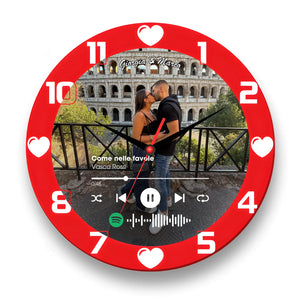 Orologio in Vetro Personalizzato Spotify con numeri