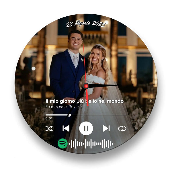 Orologio in Vetro Personalizzato Spotify con numeri