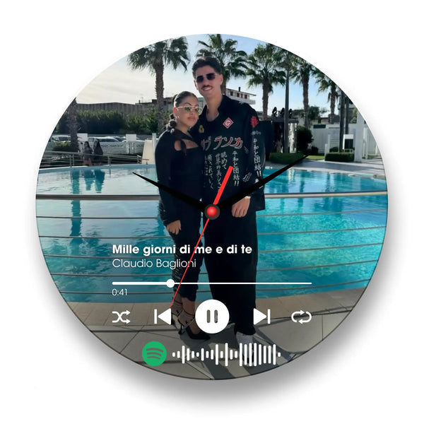 Orologio in Vetro Personalizzato Spotify con numeri