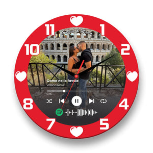 Orologio in Vetro Personalizzato Spotify con numeri