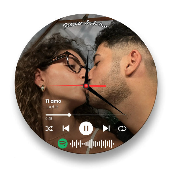 Orologio in Vetro Personalizzato Spotify con numeri